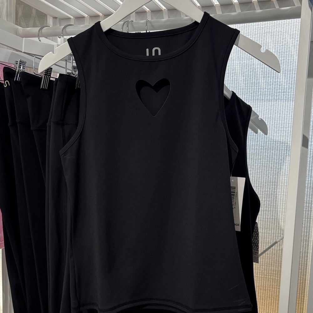 Heart Cutout Black Tank Top